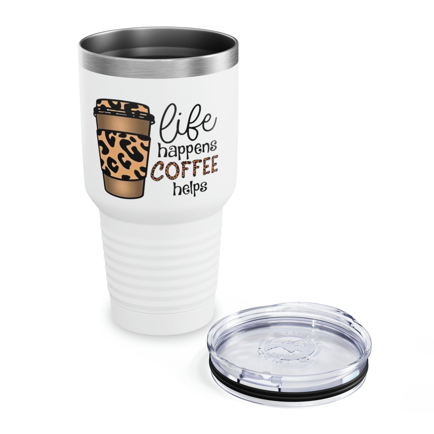 “Life Happens,  Coffee can Help” - TEN COLORS - Ringneck Tumbler, 30oz