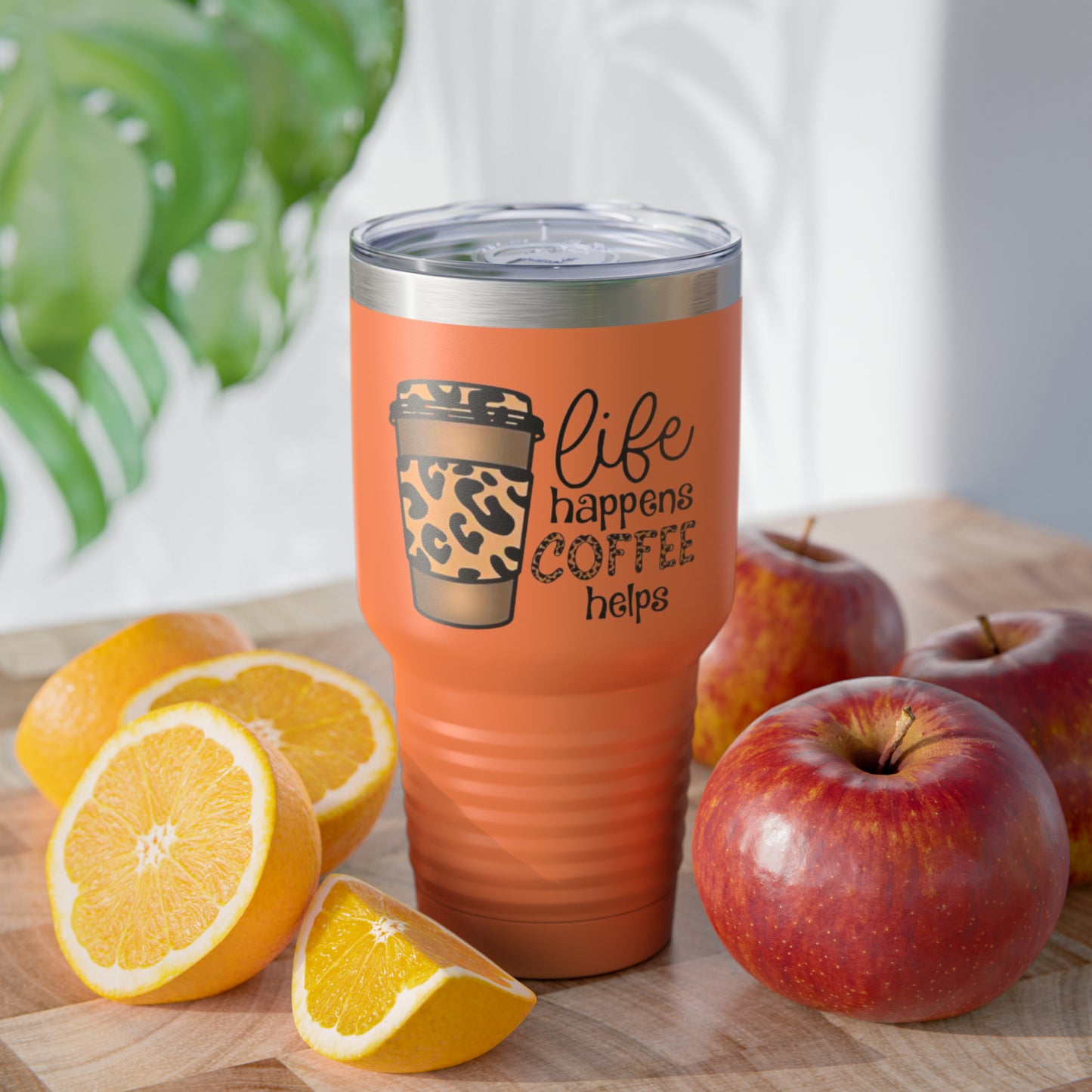 “Life Happens,  Coffee can Help” - TEN COLORS - Ringneck Tumbler, 30oz