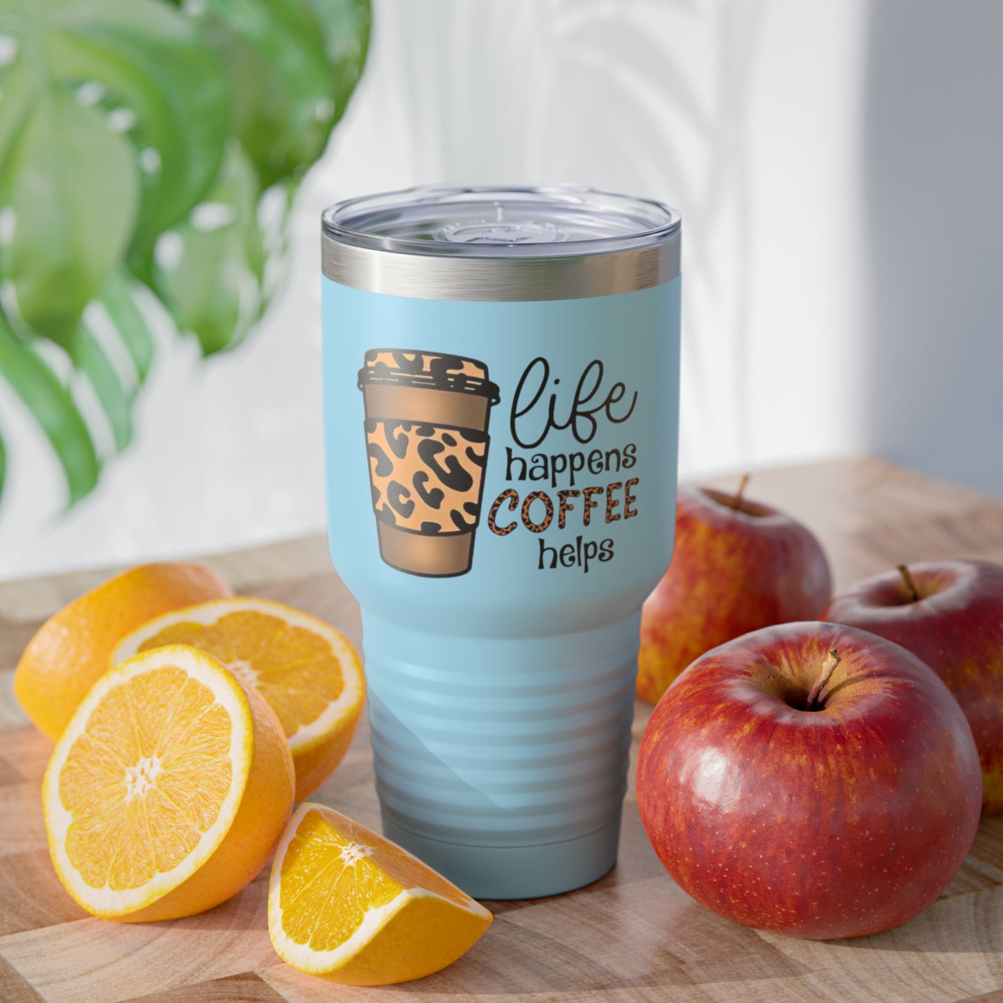 “Life Happens,  Coffee can Help” - TEN COLORS - Ringneck Tumbler, 30oz