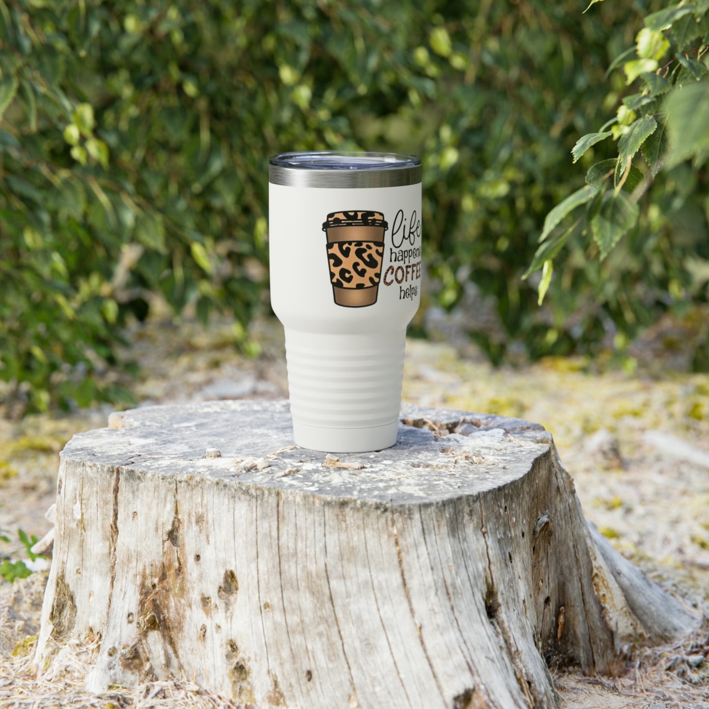 “Life Happens,  Coffee can Help” - TEN COLORS - Ringneck Tumbler, 30oz