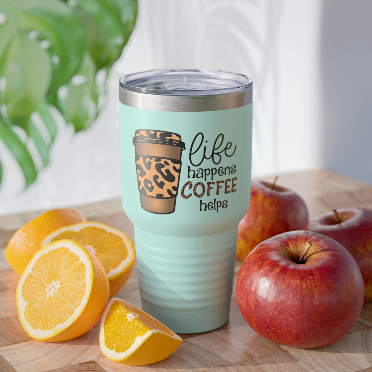 “Life Happens,  Coffee can Help” - TEN COLORS - Ringneck Tumbler, 30oz