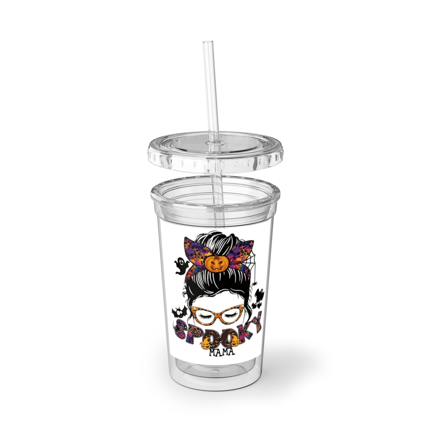 “Spooky Mama"  - Suave Acrylic Cup - Clear with white image background