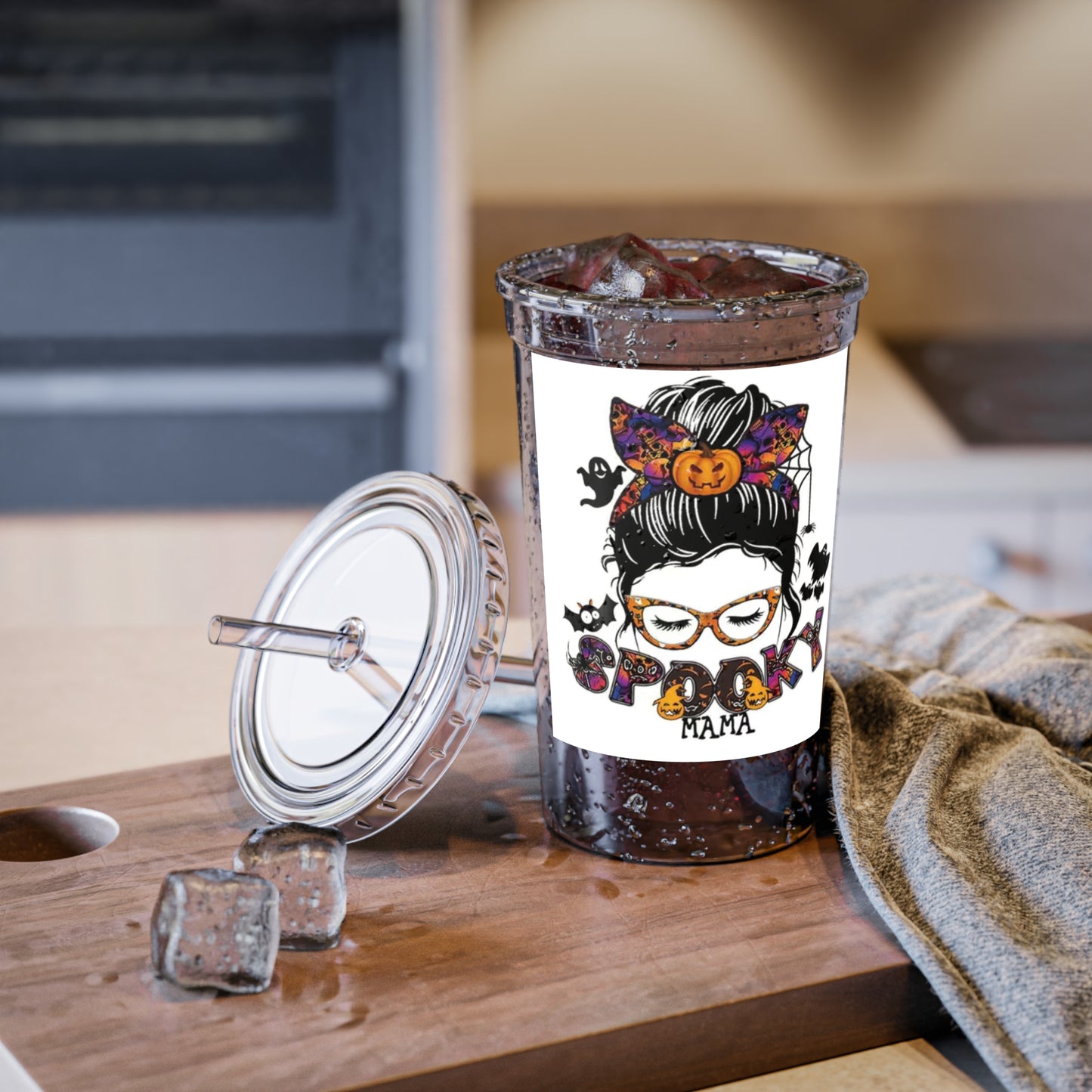 “Spooky Mama"  - Suave Acrylic Cup - Clear with white image background