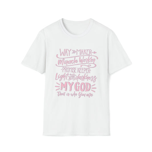 WAYMAKER pink text - Unisex Softstyle T-Shirt