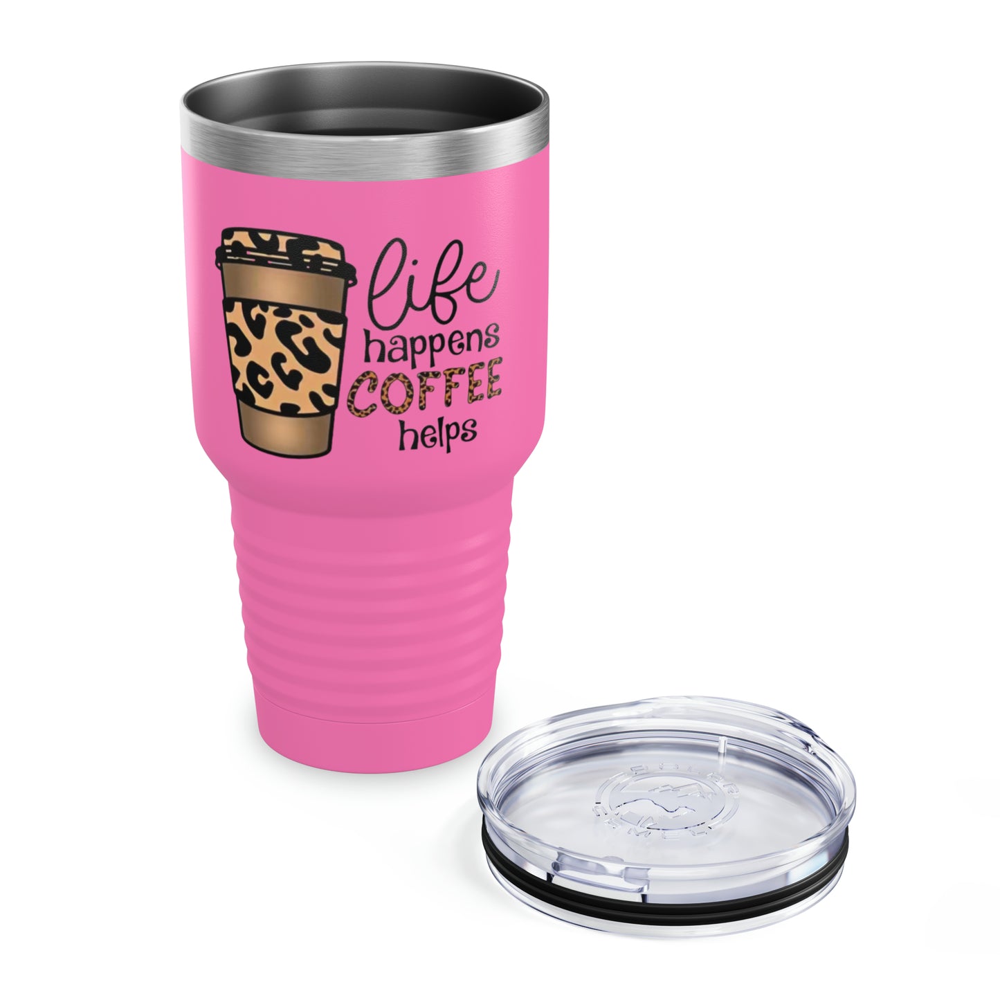 “Life Happens,  Coffee can Help” - TEN COLORS - Ringneck Tumbler, 30oz