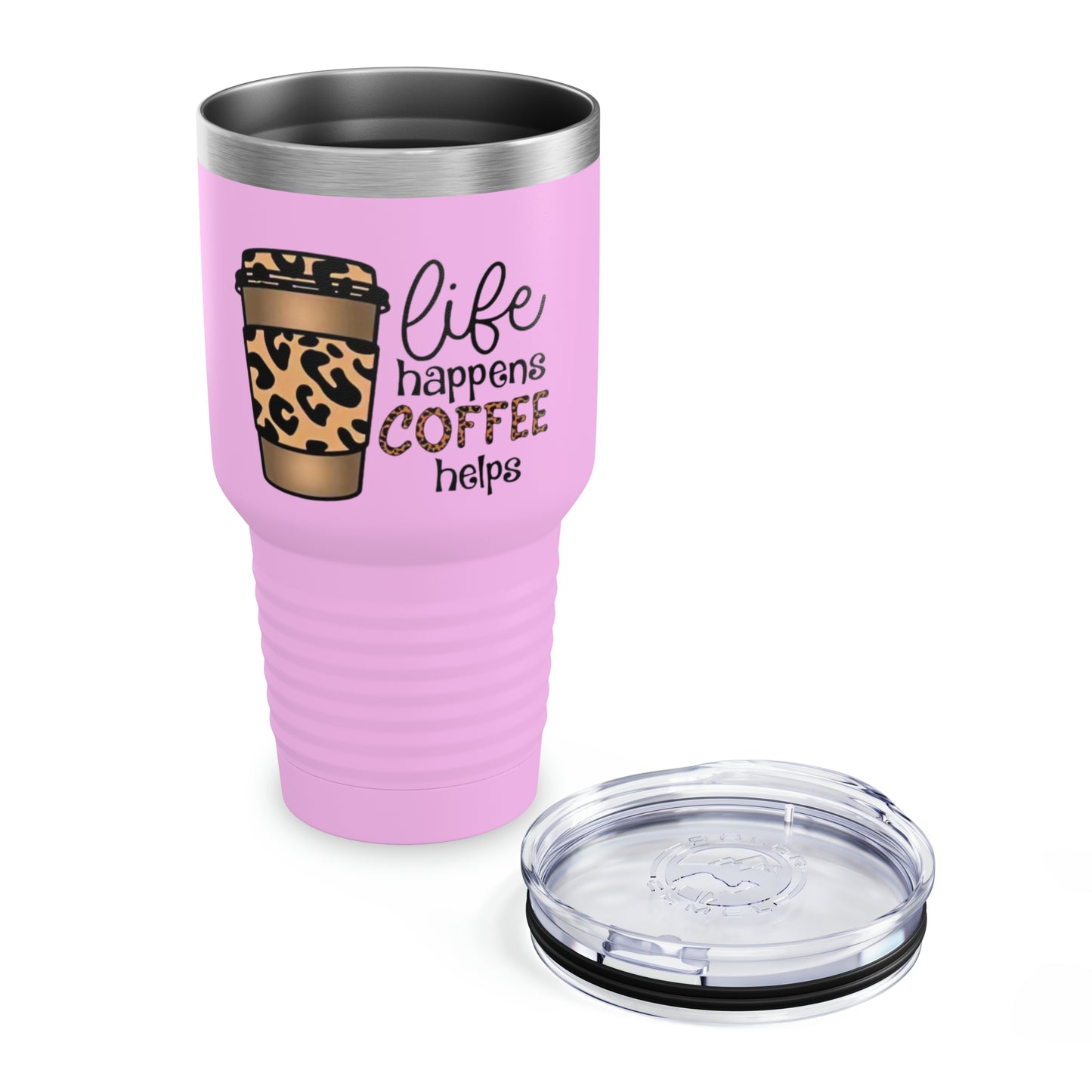 “Life Happens,  Coffee can Help” - TEN COLORS - Ringneck Tumbler, 30oz