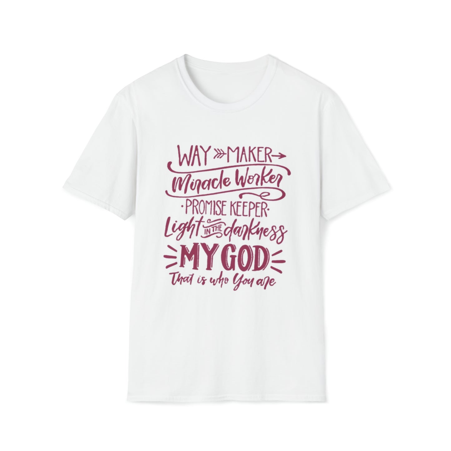 Copy of WAYMAKER dark pink text - Unisex Softstyle T-Shirt