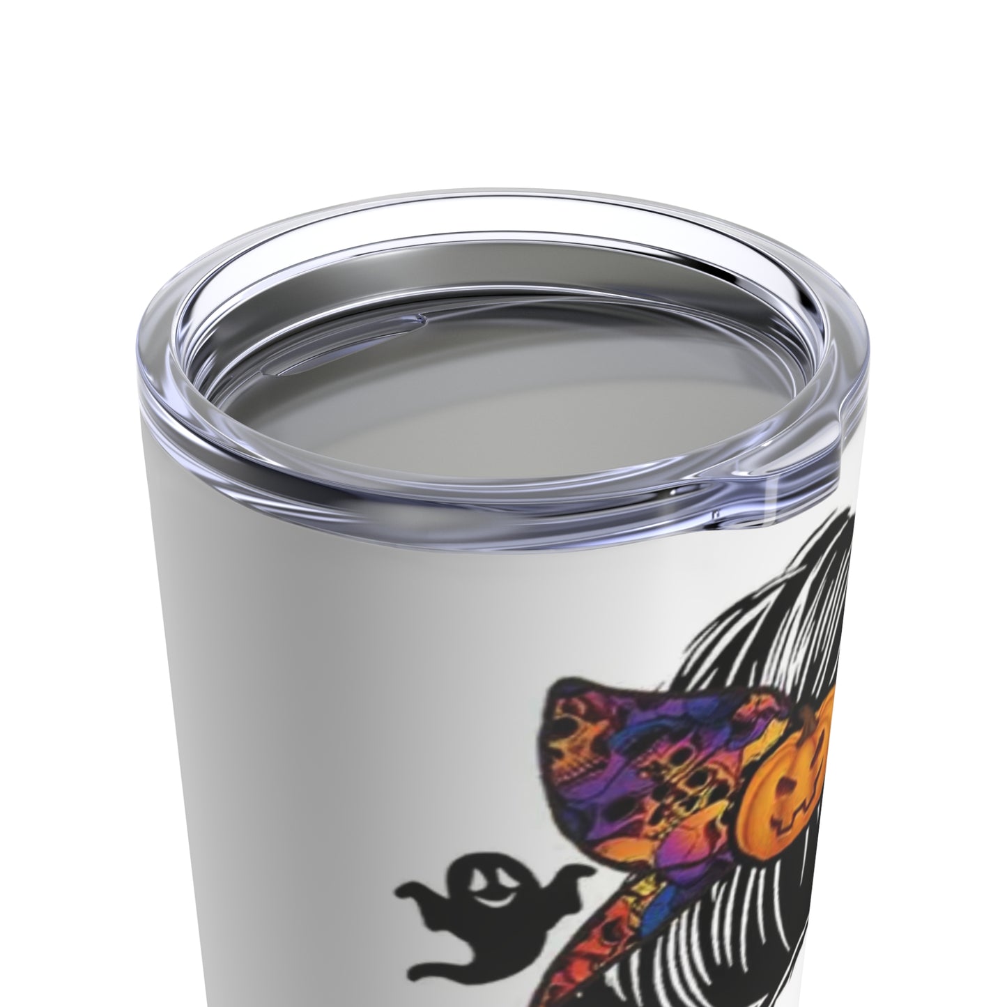 “Spooky Momma” - Mom with Bun and Sunglasses -  White Tumbler 20oz