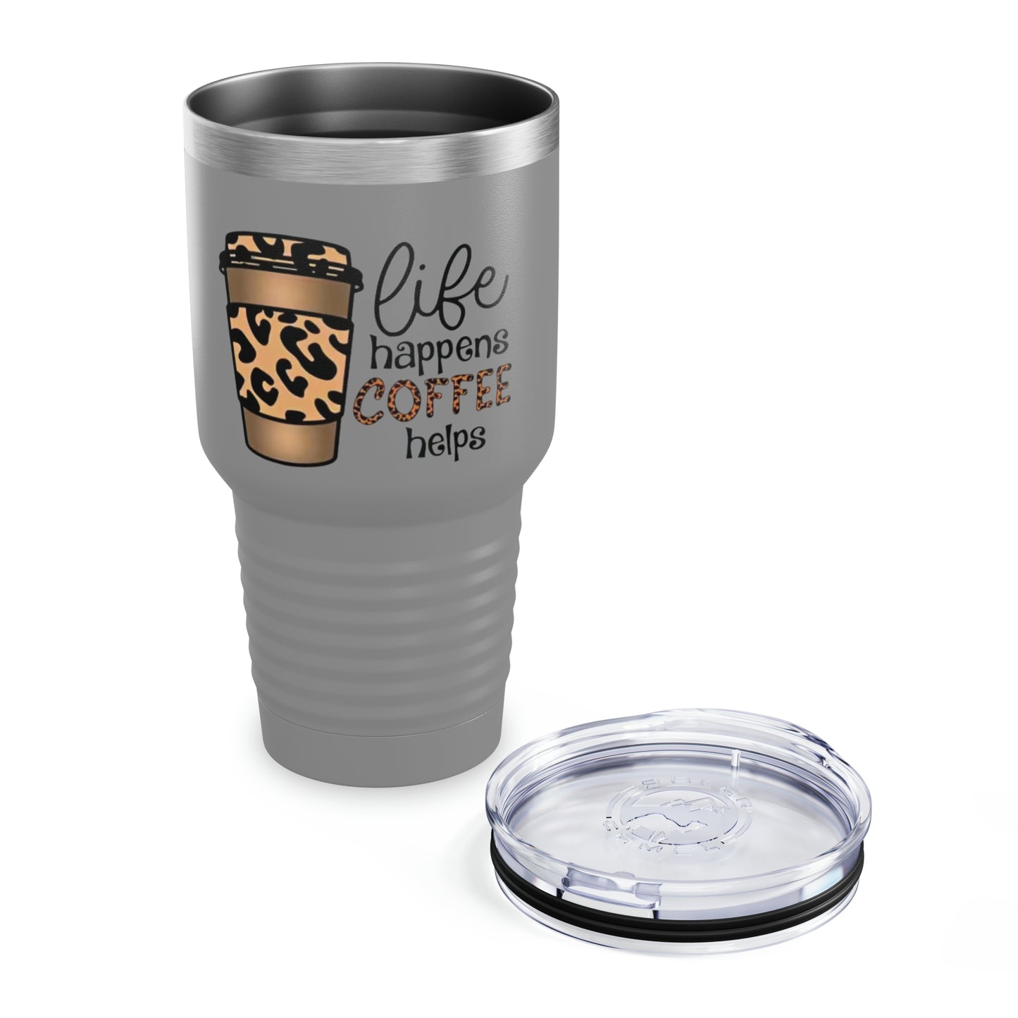 “Life Happens,  Coffee can Help” - TEN COLORS - Ringneck Tumbler, 30oz