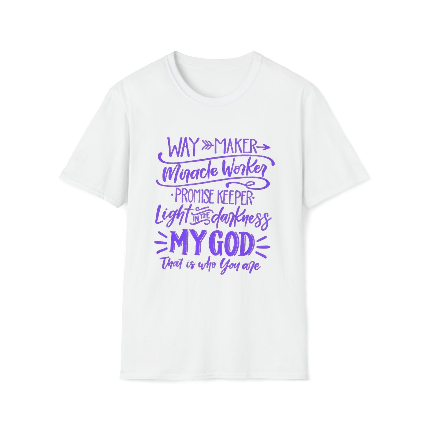 WAYMAKER purple text - Unisex Softstyle T-Shirt