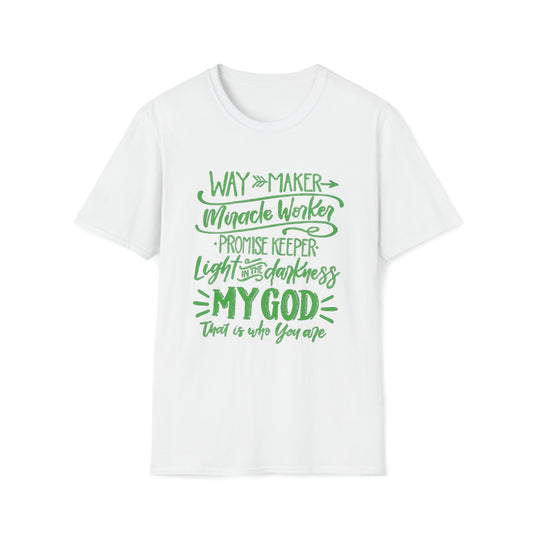 WAYMAKER GREEN text - Unisex Softstyle T-Shirt