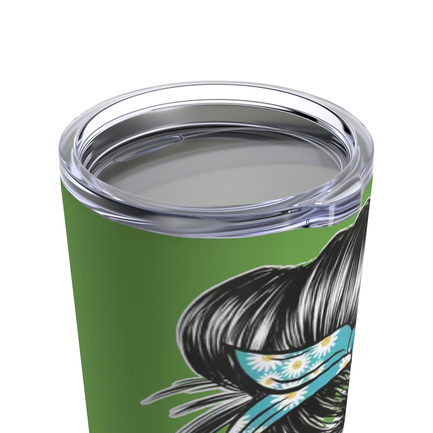 "#MOMLIFE” - Mom with Bun and Sunglasses -  Green Tumbler 20oz