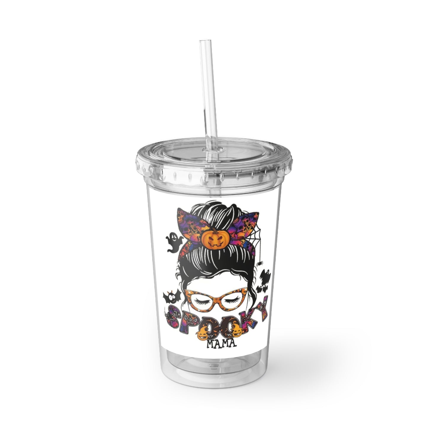 “Spooky Mama"  - Suave Acrylic Cup - Clear with white image background