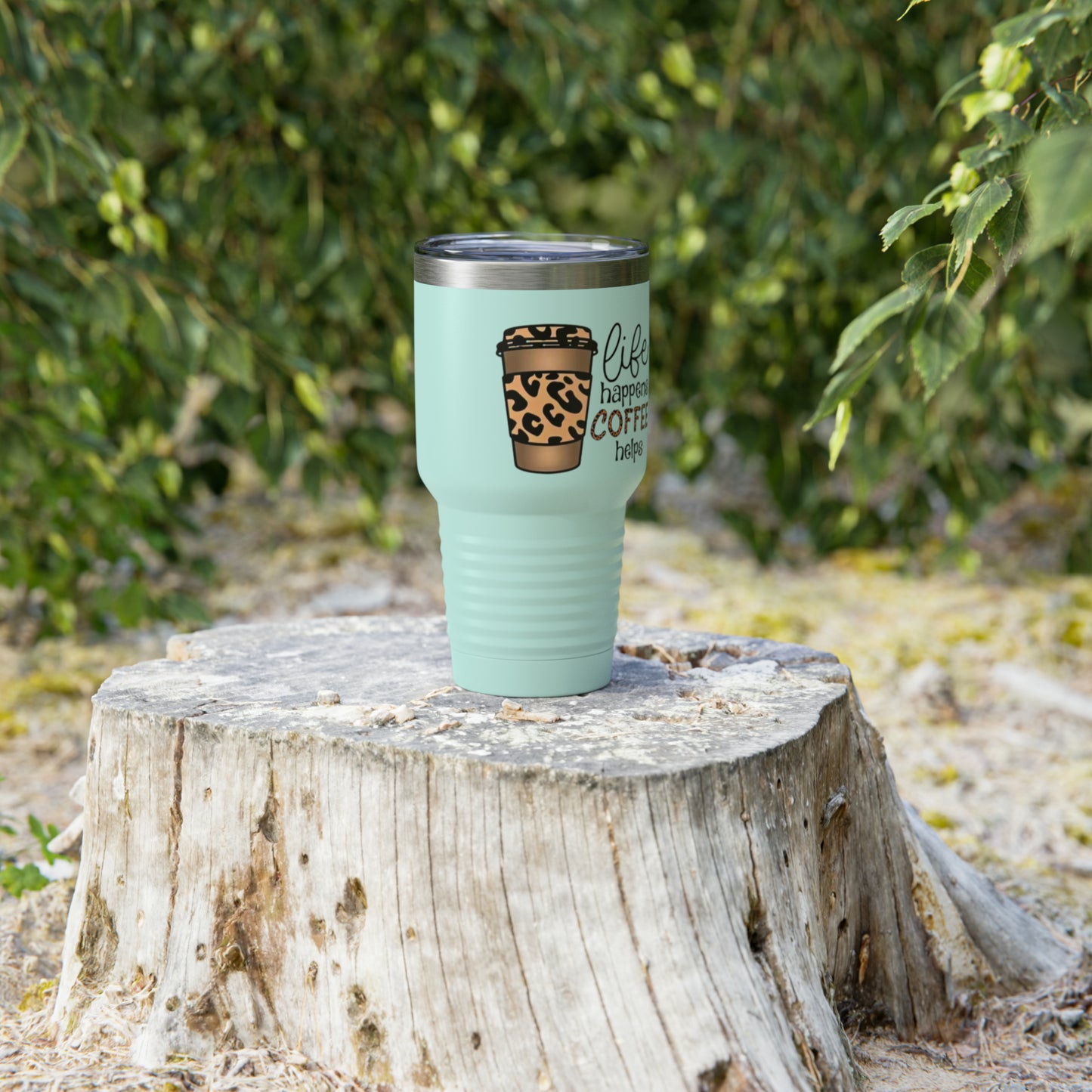 “Life Happens,  Coffee can Help” - TEN COLORS - Ringneck Tumbler, 30oz