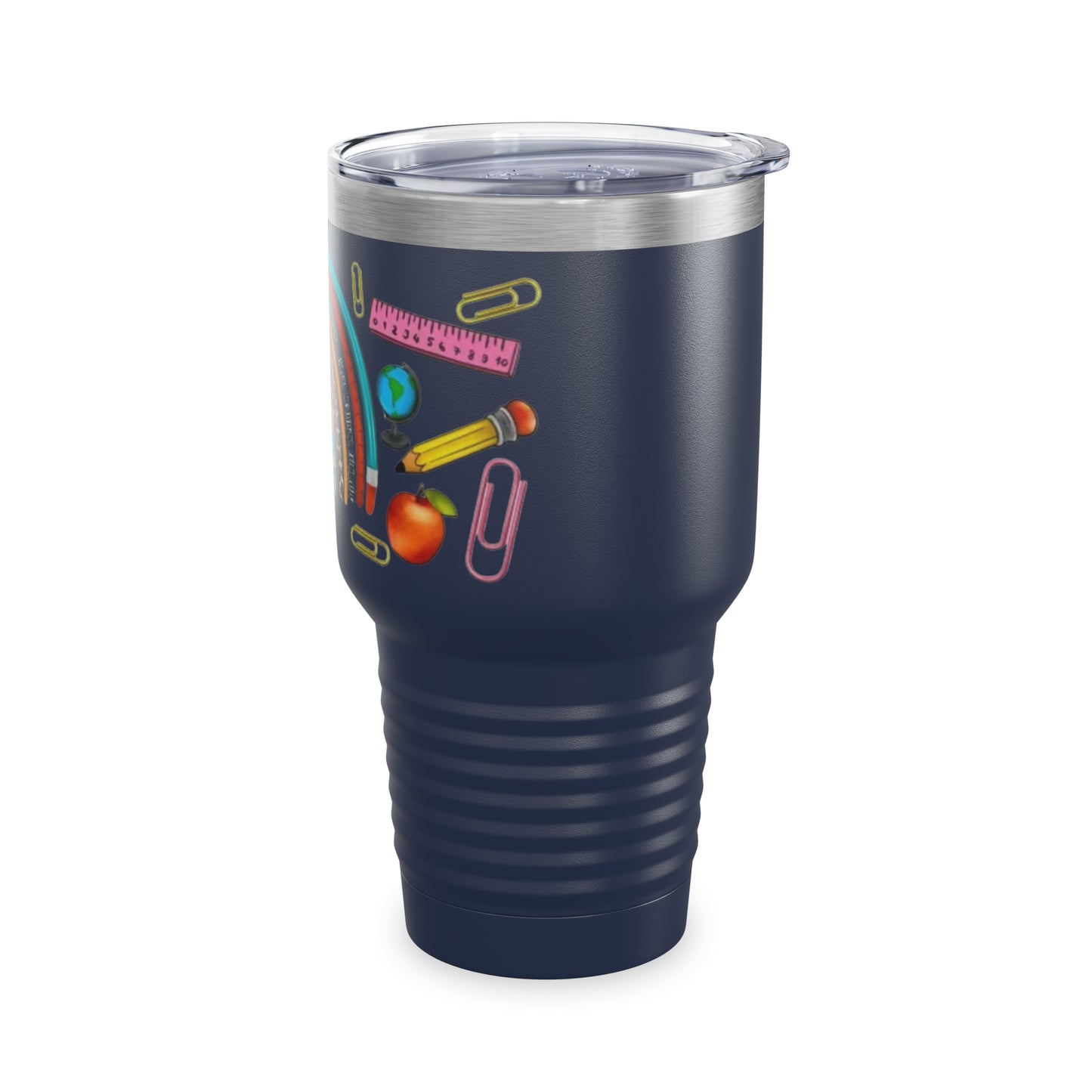 “Teacher Life”  MULTI PRINT RAINBOW SPLASH - 17 COLORS - Ringneck Tumbler, 30oz