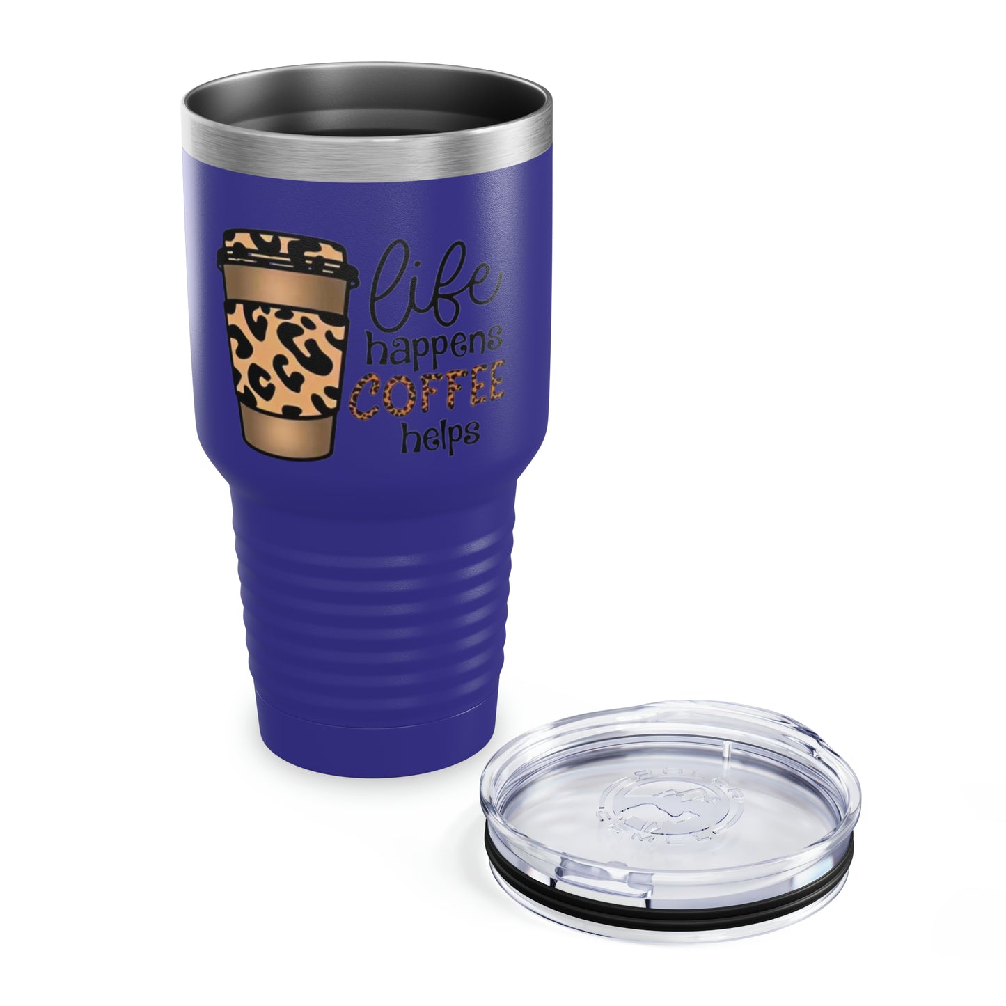 “Life Happens,  Coffee can Help” - TEN COLORS - Ringneck Tumbler, 30oz