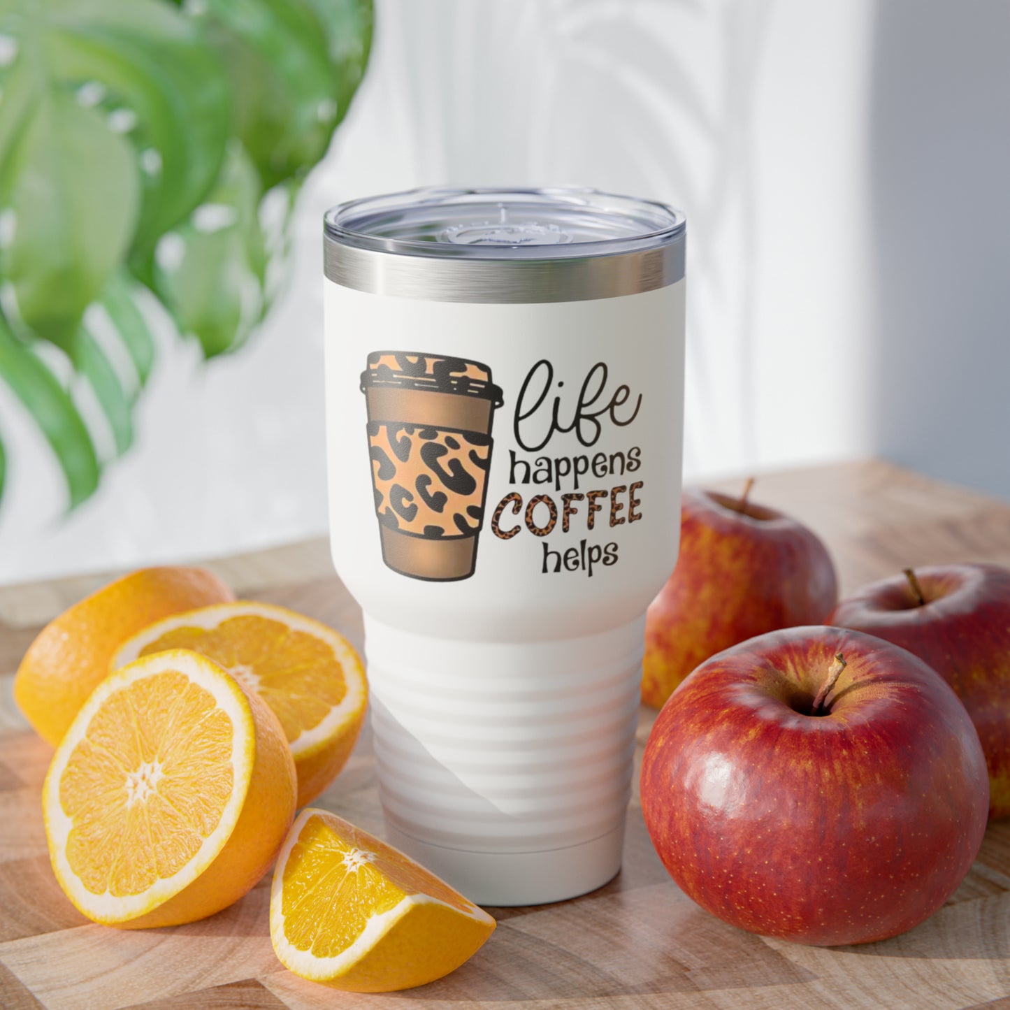 “Life Happens,  Coffee can Help” - TEN COLORS - Ringneck Tumbler, 30oz