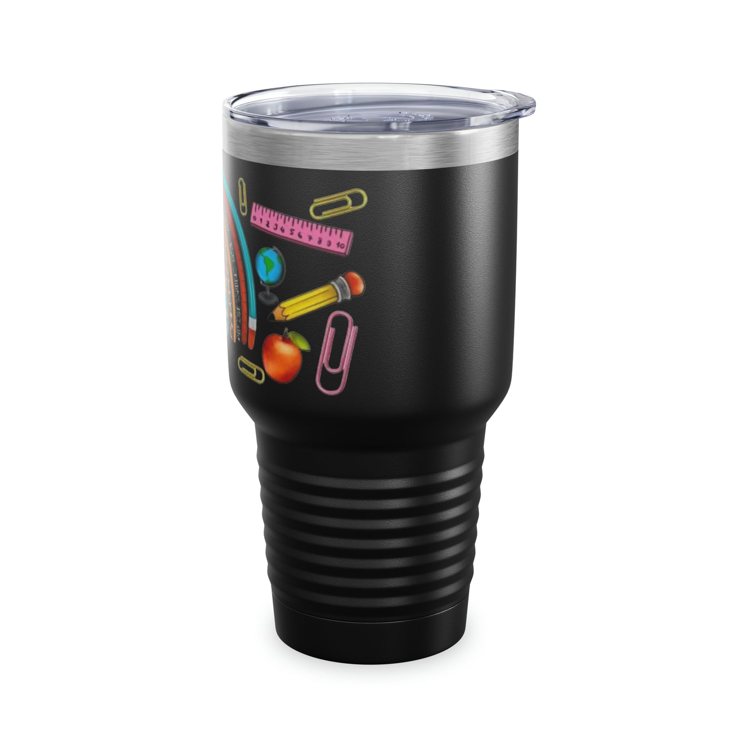 “Teacher Life”  MULTI PRINT RAINBOW SPLASH - 17 COLORS - Ringneck Tumbler, 30oz